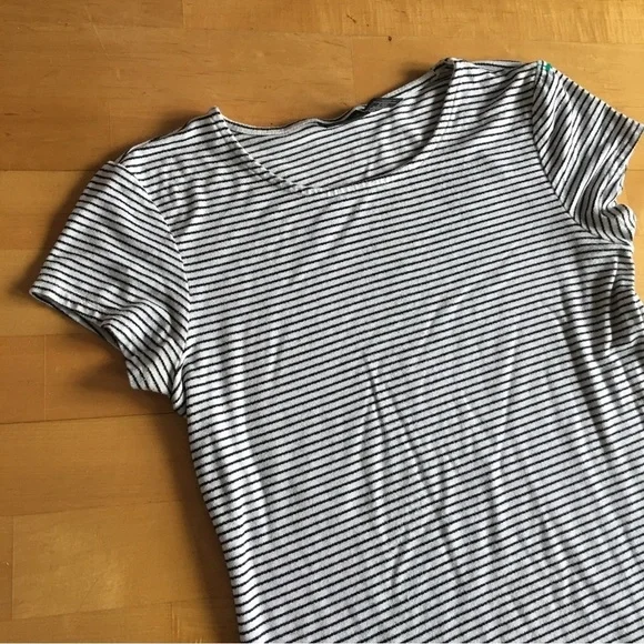 Rachel Zoe Striped Tee, White, Black, Size M - Picture 1 of 14
